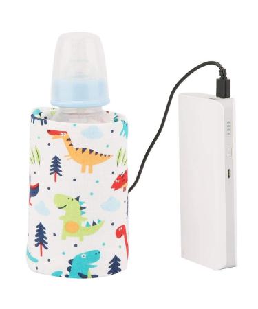 Belissy USB Baby Bottle Warmer - USB Milk Water Warmer Cover Portable Travel Stroller Insulated Bag Baby Nursing Bottle Heater Storage Cover Insulation Thermostat(Dinosaur)