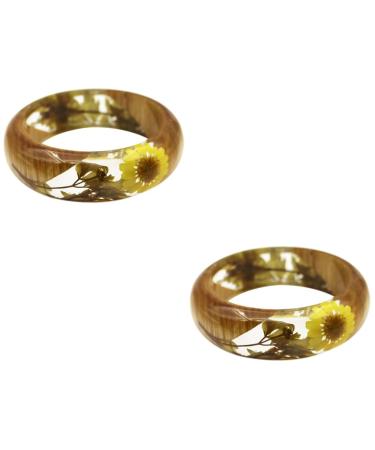 TENDYCOCO 2 Pcs Flower Bracelet Gemstone Bracelets Wood Bracelet Hawaiian Bracelet Friendship Bracelets Resin Bangle Bracelet Clear Bracelet Bangle Clear Epoxy European and American Jewelry 6.4X2.3CMx2pcs As Shownx2pcs