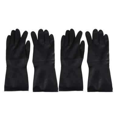 FRCOLOR 2 Pairs Hair Dye Gloves Black Hair Coloring Gloves Reusable Rubber Salon Gloves for Home Cleaning Hair Dye Salon Highlighting- Large