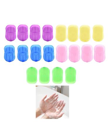 Aesackir 20 Pack with 400 Sheets in 5 Colors Portable Foaming Hand Soap Sheets Rich Bubble Deep Cleaning Travel Size Paper Soap Easy to Rinse
