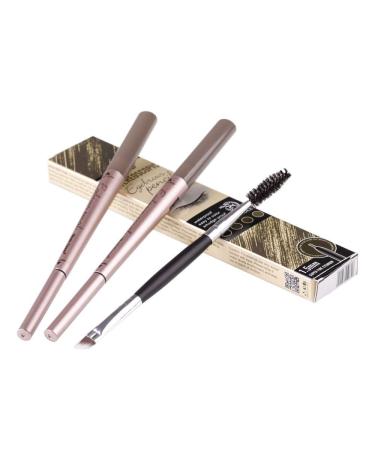 2 Pack Waterproof Eyebrow Pencil with Dual Ends - Professional Brow Enhancing Kit in Dark Brown #1 - Buy Online on GoSupps.com