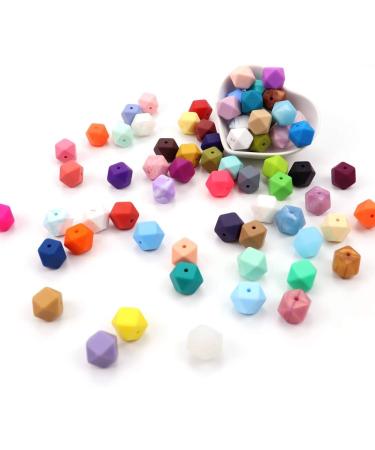 60Pcs Hexagon Silicone Beads 14mm - DIY Bracelet & Necklace Making Kit | Soft & Colorful Loose Beads for Handmade Women's Jewelry - 62 Colors - Buy Online on GoSupps.com