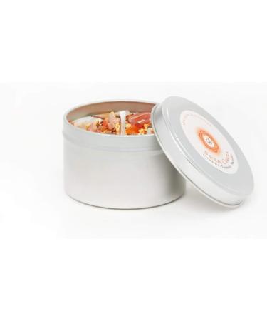 Sacral Chakra Candle - New Moon Beginnings | Aromatherapy Soy Candle with Dried Flowers Herbs & Crystals - 8oz Tin for Chakra Healing - Buy Online on GoSupps.com
