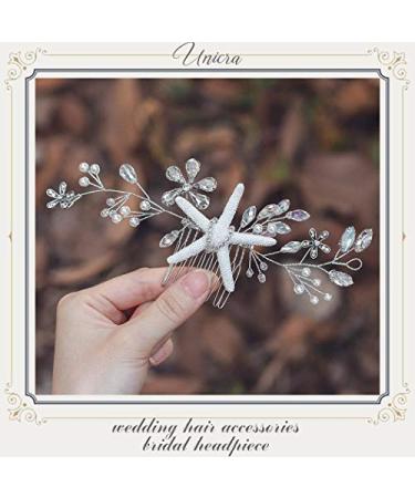 Unicra Starfish Bride Wedding Hair Comb - Silver Bridal Hair Piece for Women and Girls - Buy Online on GoSupps.com