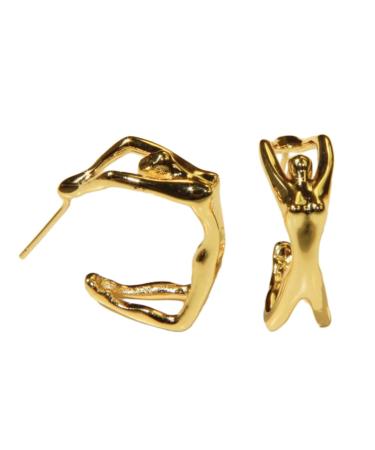 ROYALEAD Irregular Body Shape Stud Earrings Unique Piercing Earrings Fashion Jewelry Simple Punk Earrings for Women Girls Gold-color