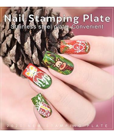 Christmas Nail Art Stamping Plate - Festive Elk, Snowman, Bell, Balloon & Tree Design Tool (CH019) - Buy Online on GoSupps.com