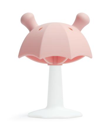 Bite ring baby umbrella bite ring with suction foot biting toys for babies boys and girls seposve silicone baby chops for suction needs bpa free pink