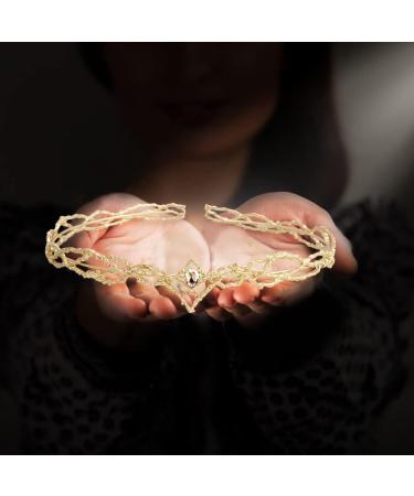 Leemasing Crystal Bridal Crown - Elegant Gold Forehead Tiara for Weddings Birthdays & Halloween Costume Parties - Buy Online on GoSupps.com