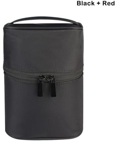 Lmoikesz Round Bag Storage Solid Spacious Travel Organizer for Toothpaste Toothbrush and Skincare Black & Red - Buy Online on GoSupps.com