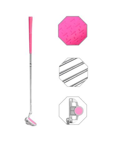 Junior Golf Putter Stainless Steel Kids Putter Right Handed 3 Sizes to Choose Freely for Kids Ages 3-5 6-8 9-12 Pink Head+Pink Grip 27inch,Age 6-8