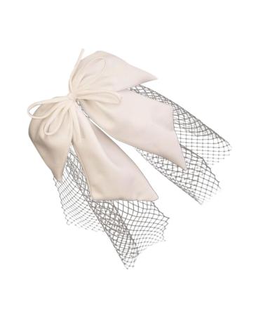 minkissy 1pc Small Bow Veil Kids Hair Tiaras for Girls Wedding Hair Bow Veils for Brides Hair Bow Ponytail Bridal Headpiece Hair Accessories for Bride Mesh Baby Alligator Clip Grace