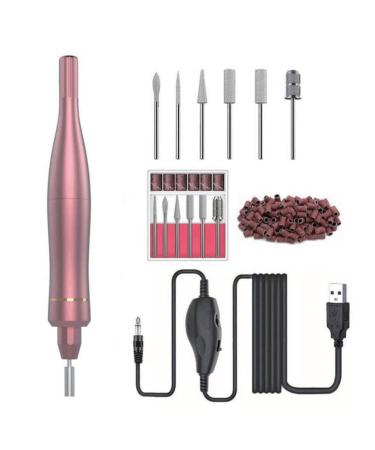 Electric Nail Drill Kit Professional USB Electric Nail Files 20 000 RPM Portable Electric Manicure Pedicure Kit Nail Drill for Acrylic Nails Gel Nails Nail Buffer Man Pink