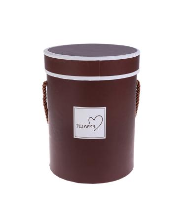 Candy Box 165 * 120mm Round Flower Paper Boxes Lid Hug Bucket Florist Gift Packaging Box Gift Candy Bar Boxes Party Wedding Supply (Color : Red 165x120mm) (Size : Coffee 180x135mm)