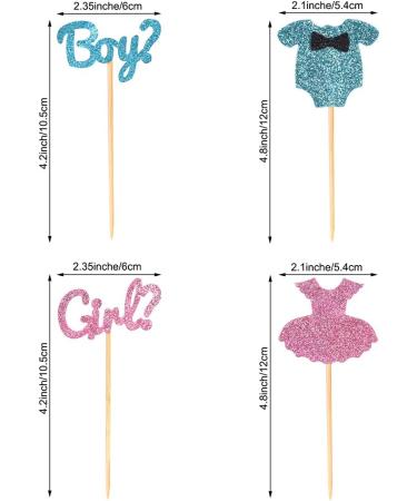 Hriochy Boy or Girl Cupcake Toppers Glitter Jumpsuit Cupcake Picks Baby Shower Kids Birthday Gender Reveal Party Cake Decorations Supplies - Buy Online on GoSupps.com