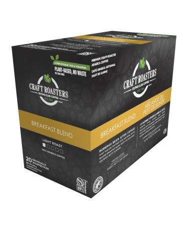 Club Coffee Craft Roasters Breakfast Blend - Light Roast Single Serve Coffee K-Cup Pods Compostable Coffee Pods Keurig Brewer Compatible Rainforest Alliance Certified 120 Count (20 Count Pack of 6) Breakfast Blend - Light Roast 120 count (Pack of 1)