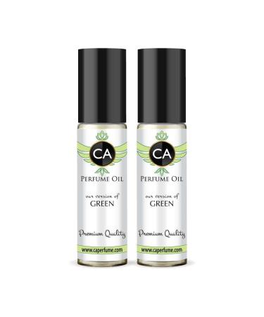 CA Perfume Impression of Emra Green For Women & Men Replica Fragrance Body Oil Dupes Alcohol-Free Essential Aromatherapy Sample Travel Size Concentrated Long Lasting Attar Roll-On 0.3 Fl Oz-X2
