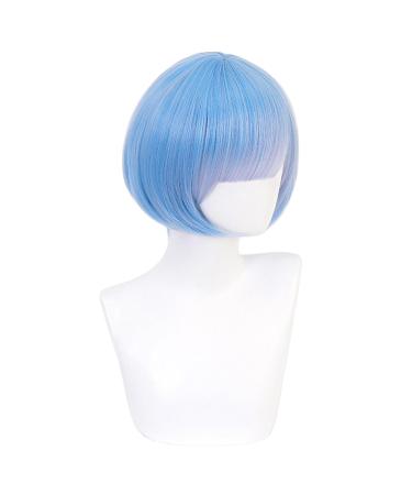HIROAKIYA Rem Wig - Re Zero Cosplay Blue Short Bob Wig with Cap | Anime Costumes for Cosplay - Buy Online on GoSupps.com