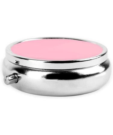 Solid Color Pink Portable Metal Pill Box - Round Mini 3-Compartment Design for Small Pills | Perfect Travel Accessory - Buy Online on GoSupps.com