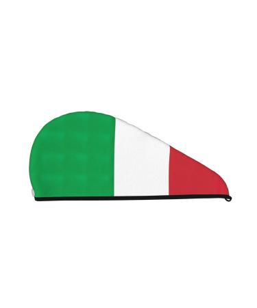Italy Flag Coral Velvet Dry Hair Cap Unisex Wet Towel Wrap The Ideal Bathroom Pool Party Beach and Home Accessory