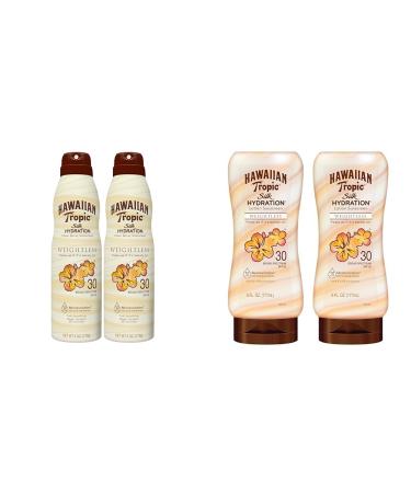 Hawaiian Tropic Weightless Hydration Sunscreen SPF 30 Twin Pack | 6oz Clear Spray & Lotion Sunscreen Packs | Broad Spectrum UVA/UVB Protection