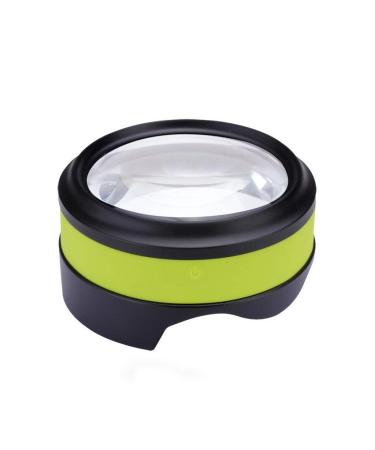 5X Glass with 4 Rechargebale LED Lights Large Hand-Free Illuminated Magnifier Lightweight for Reading Hobbies Small Prints Made in China
