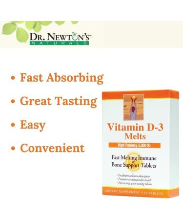 Dr. Newton's Naturals Vitamin D3 Fast-Melting Tablets - 5000 IU (125 mcg) Helps Maintain Healthy Bones and Immune Support - 30 Tablets - Ultimate Absorption High Potency-Manufactured in USA - Buy Online on GoSupps.com