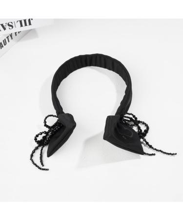 JSGHGDF Elegant Headband Vintage Tassels Headband Hair Accessory Headbands Solid Wide Plain Turban -slip Hair Bands 1 Black Tassel Headb - Buy Online on GoSupps.com