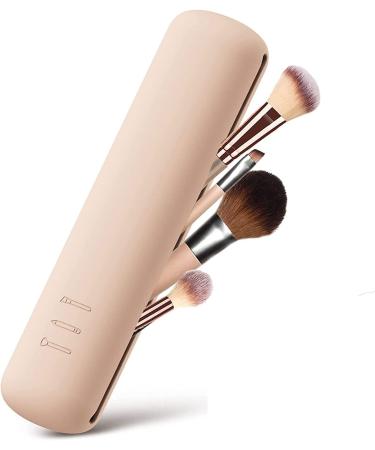 Travel Makeup Brush Holder, Makeup Brush Bag Case Container, Cosmetic Pouch, Toiletry Organizer, Silicone Small Makeup Bag for Purse Travel Essentials for Women (Creamy White) Small Creamy White