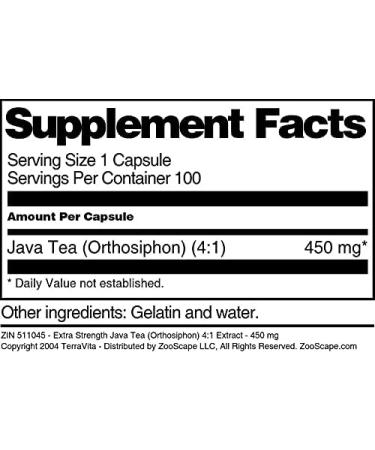 Extra Strength Java Tea (Orthosiphon) 4:1 Extract - 450 mg (100 Capsules ZIN: 511045) - Buy Online on GoSupps.com