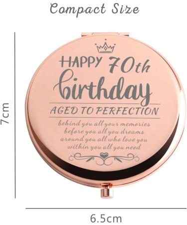 Dyukonirty 70th Birthday Rose Gold Compact Mirror - Unique Gift for Women Turning 70 - Buy Online on GoSupps.com