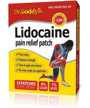 Dr.Goddyik 4% Lidocaine Patches Pain Relief Patches Maximum Strength Lidocaine Back Pain Relief Patch for for Knee Joint Neck Shoulder Muscle Pain Relief (25 Count)