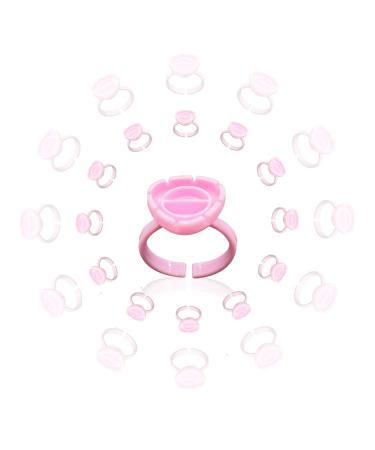 Easher adhesive holder adhesive ring cup disposable ring cup for eyelash extensions fanning cup 100 PCs glue ring blossom for eyelash extension accessories pink