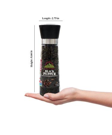 Himalayan Chef Black Peppercorns Glass Grinder 6.4 oz - Premium Quality Peppercorns for Gourmet Cooking - Single Pack - Buy Online on GoSupps.com