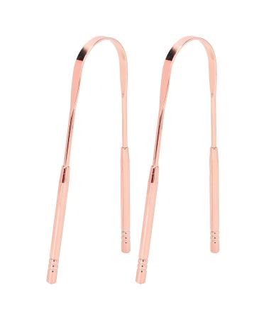 Stainless Steel Tongue Scraper for Adults - U Shape Tongue Cleaner Reduces Bad Breath | Rose Gold 2 Pack - Oral Care Hygiene - Buy Online on GoSupps.com