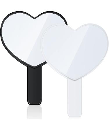 2 Pieces Heart-Shaped Handheld Mirrors Travel Makeup Mirrors Mini Cosmetic Mirror with Handle Small Heart Mirrors Decorative Hand Held Mirror for Women Girls Valentine's Day(Black, White) - Buy Online on GoSupps.com