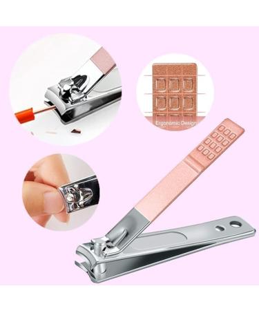 Tusuge Manicure Set Portable Finger and Toe Nail Clipper Kit 4 in 1 Pedicure Kit Nail Clippers Set Stainless Steel with Ear Cleaner Leatherette Set (Pink) - Buy Online on GoSupps.com