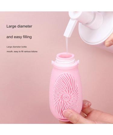 AuntYou Silicone Travel Refillable Bottle Set with Cleansing Brush - Portable Shampoo and Lotion Containers A Grayish Yellow - Buy Online on GoSupps.com