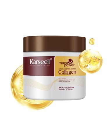 Karseell 3.38floz 100ml Collagen Hair Treatment Deep Repair Conditioning Argan Oil Collagen Hair Mask Essence for Dry Damaged Hair All Hair Types