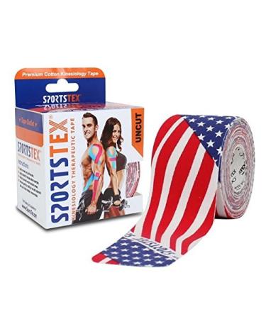 Sports TexKinesiology Tape  5cm X 5M  US Flag  Single Roll Made in Korea (Also Available in Black  Beige  Purple  Pink  Blue  Camo) 1 Count (Pack of 1) Us Flag