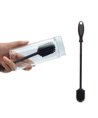 Silicone Bottle Cleaning Brush Feeding-Bottle Cup Brush for Washing Water Bottle Baby Bottle Glass Bottle (Black 15") Black 15"