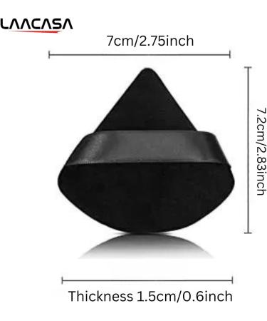 LAACASA 8 Pcs Reusable Black Triangle Powder Puffs with Strap for Dry & Wet Makeup - Soft Foundation Makeup Sponge for Pressed Powder - Buy Online on GoSupps.com