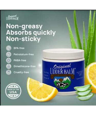 Original Udder Balm - Moisturizing & Soothing for Dry Cracked Skin - 16 oz Lemon Scent - International Shipping Available - Buy Online on GoSupps.com