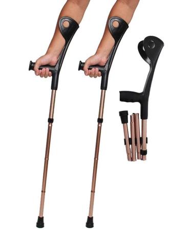 Forearm Crutches Adjustable Forearm Crutches Walking Foldable Crutches Pair with Elbow Support Lightweight Aluminum Height Adjustable Maxim User Weight 120kg Lightweight Arm Crutch Journey