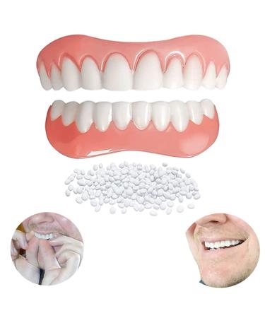 Instant Fake Teeth  Dental Veneers for Temporary Tooth Restoration Repair  Upper and Lower Jaw Veneers Dentures Socket  Denture Repair Kits  Fix Your Smile At Home Within Minutes! (Upper Lower Teeth)