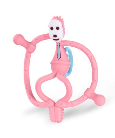 Vicloon bite ring baby baby biting toys monkey bite ring made of silicone bpa-free stimulated and massaged wound gums baby tooth aid from 3 months pink monkeys-pink