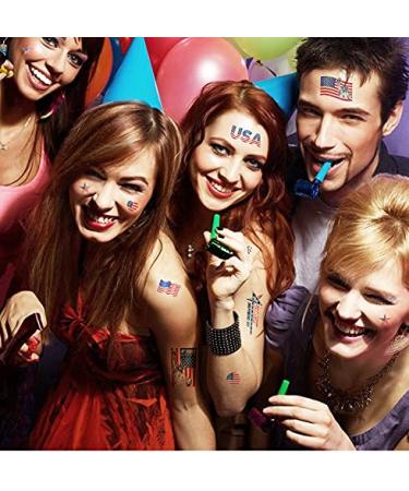 81Pcs Patriotic Temporary Tattoos - Red, White, and Blue Party Supplies for 4th of July, Memorial Day, Independence Day - Luminous Designs - Buy Online on GoSupps.com