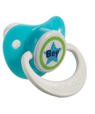 B b Jou Baby Soother/Pacifier with Ring 6+ Boy aqua blue size from 6 months