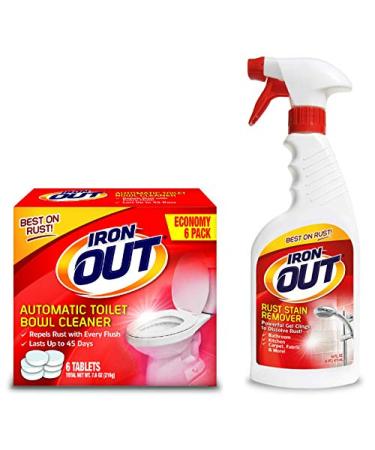 Iron OUT Rust Stain Remover Automatic Toilet Bowl Cleaner Tablets and Powerful Gel Spray 1 Count (Pack of 1)