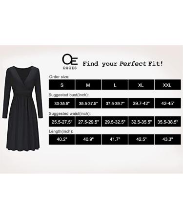 OUGES Women's Spring Casual Midi Dress | Long Sleeve V-Neck Floral Wrap Dress | Pockets | S Color01 - Buy Online on GoSupps.com