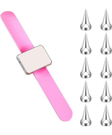 10 Pieces Hair Parting Ring with Magnetic Pin Holder Wrist Adjustable Pinky Hair Parting Tool Metal Braiding Rings for Parting Hair Hair Selecting Tools (Pink) - Buy Online on GoSupps.com
